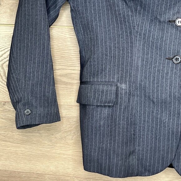 Devon-Aire Show Coat Womans 18 Navy Pin Stripe 3 Button Pockets Fitted Lined - Picture 3 of 11